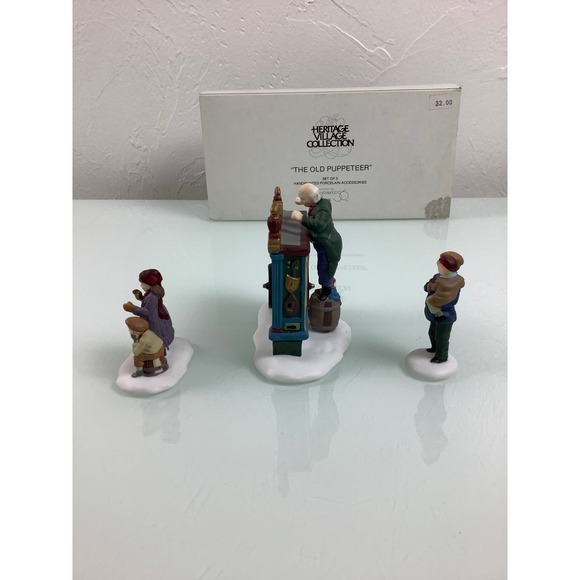 VTG Dept 56 heritage village collection The old Puppeteer 3 figurines Complete - Picture 6 of 11